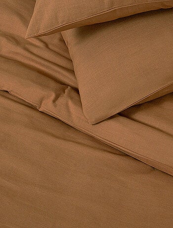 Juego de cama para dos personas, liso, efecto lino