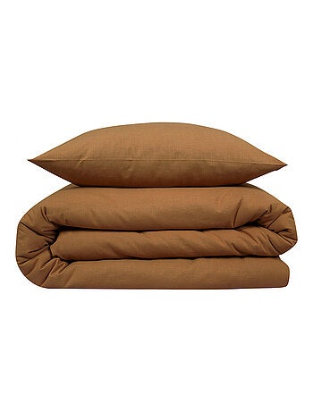 Juego de cama para dos personas, liso, efecto lino