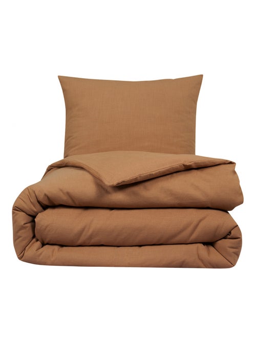 Juego de cama para dos personas, liso, efecto lino - Kiabi Juego de cama para dos personas, liso, efecto lino - Kiabi