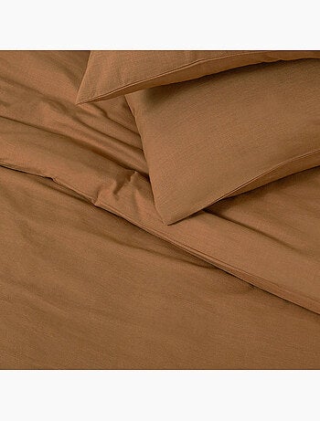 Juego de cama para dos personas, liso, efecto lino