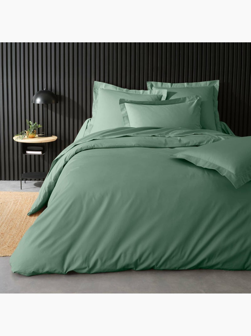 Juego de cama – percal de algodón 78 hilos – calidad hotel – 2 fundas de almohada 63x63 cm Verde tilo - Kiabi