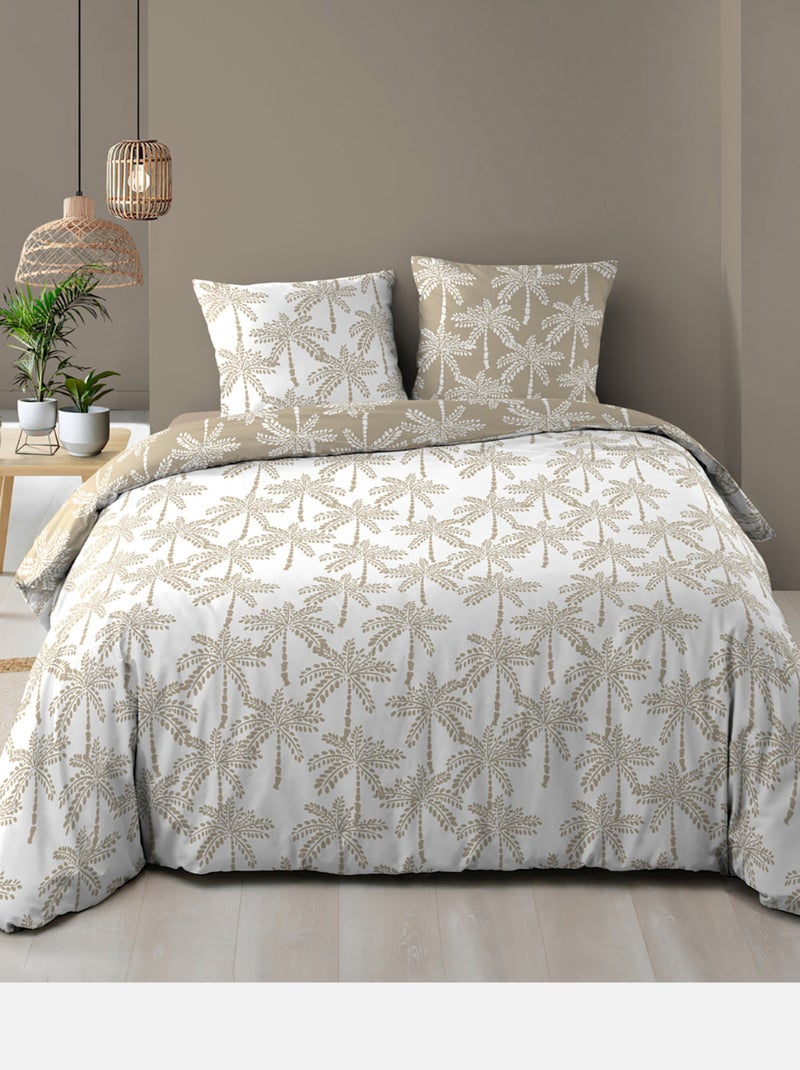 Juego de cama reversible 100% algodón Beige gris - Kiabi