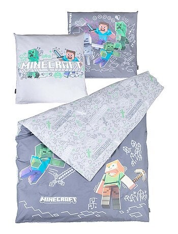 Juego de cama reversible 100 % algodón con cremallera 'Roba' - Minecraft