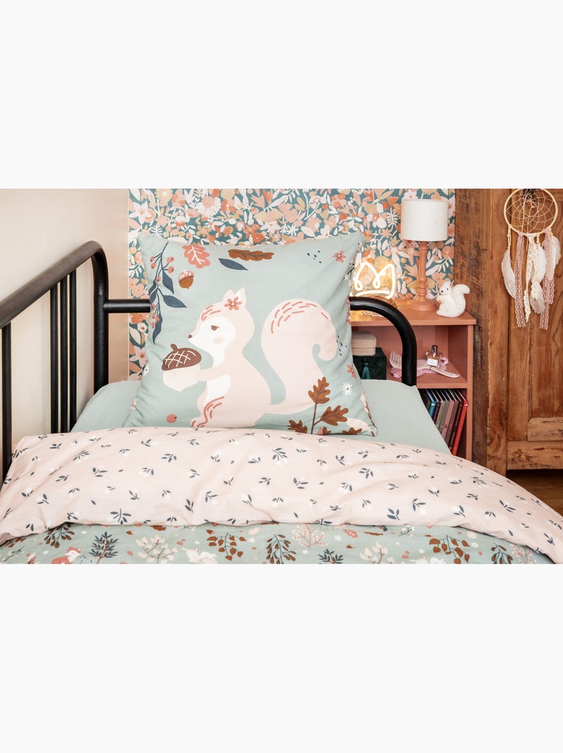 Juego de cama reversible + 2 fundas de almohada – algodón 57 hilos – ardilla tamia Multicolor - Kiabi
