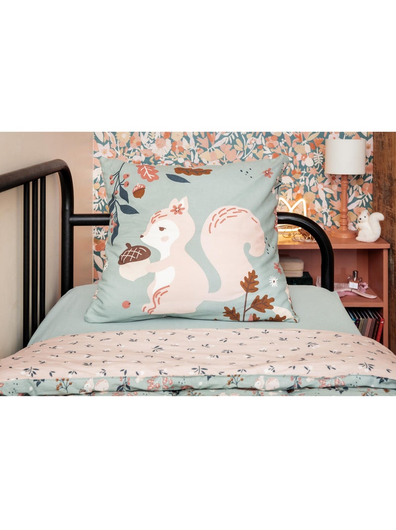 Juego de cama reversible + 2 fundas de almohada – algodón 57 hilos – ardilla tamia Multicolor - Kiabi