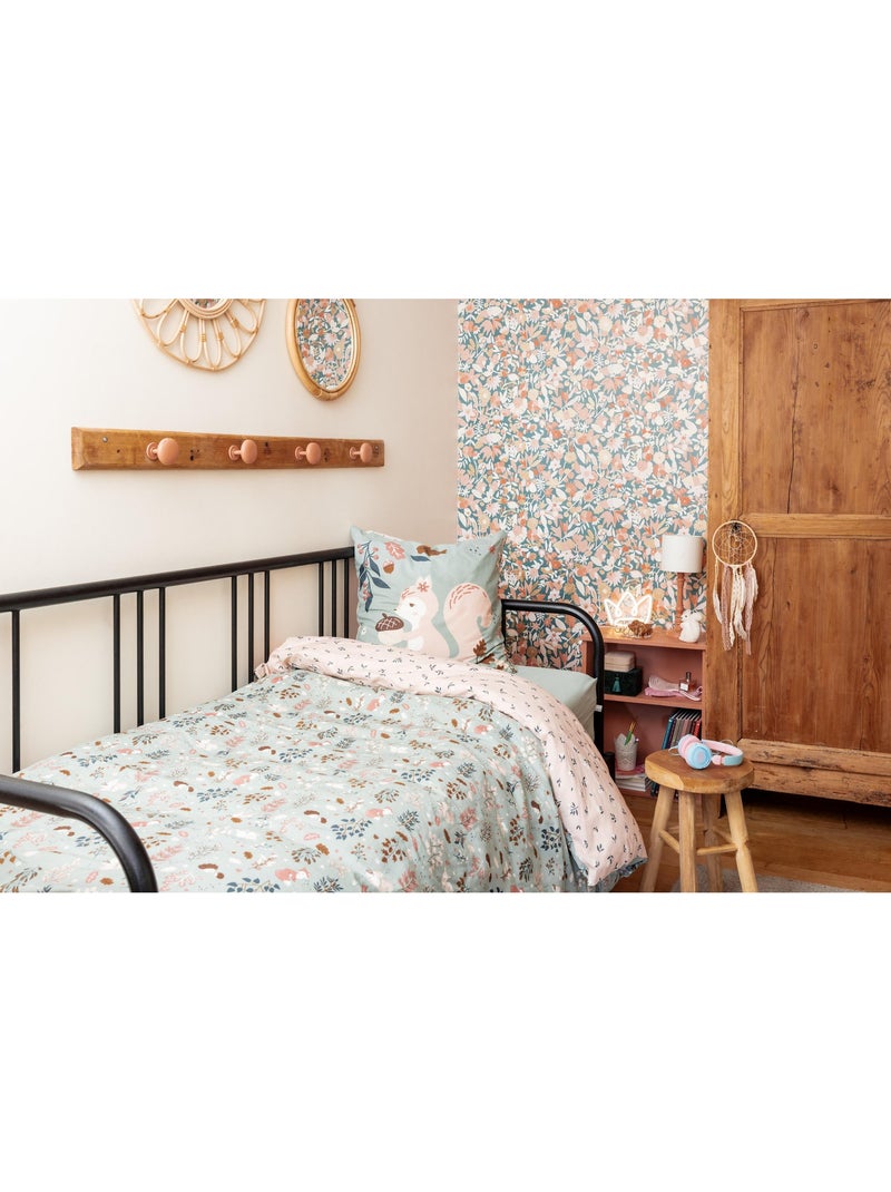 Juego de cama reversible + 2 fundas de almohada – algodón 57 hilos – ardilla tamia Multicolor - Kiabi