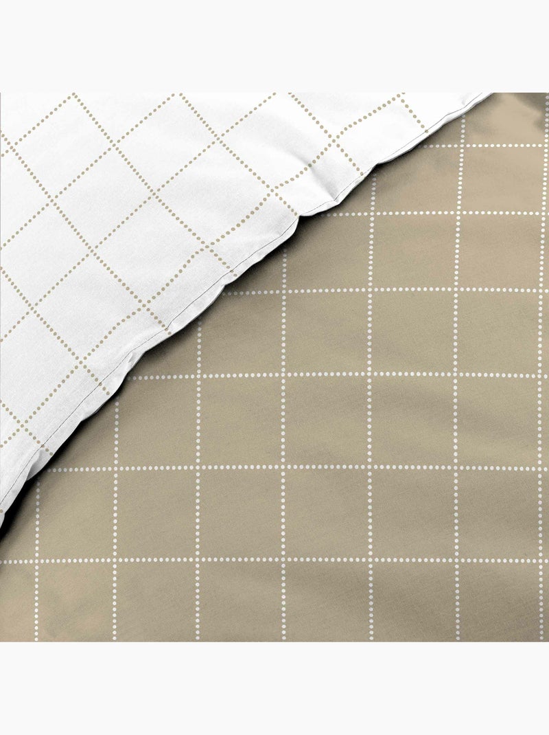 Juego de cama reversible – cuadros chic – 100% algodón 57 hilos – 2 fundas de almohada 63x63 cm Blanco - Kiabi