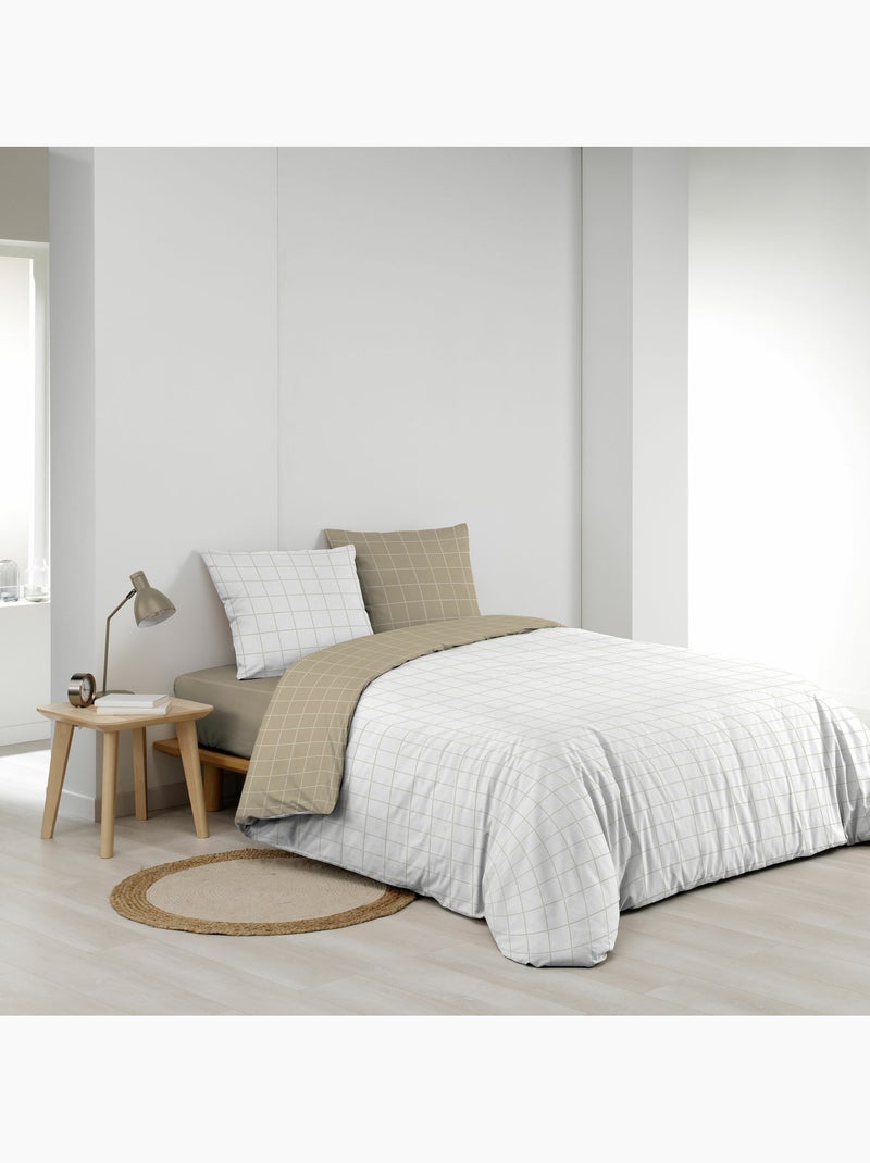 Juego de cama reversible – cuadros chic – 100% algodón 57 hilos – 2 fundas de almohada 63x63 cm Blanco - Kiabi