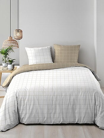 Juego de cama reversible de algodón a cuadros