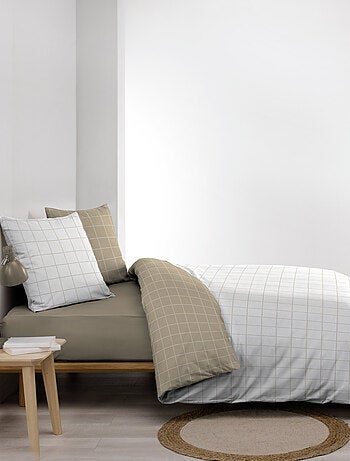 Juego de cama reversible de algodón a cuadros