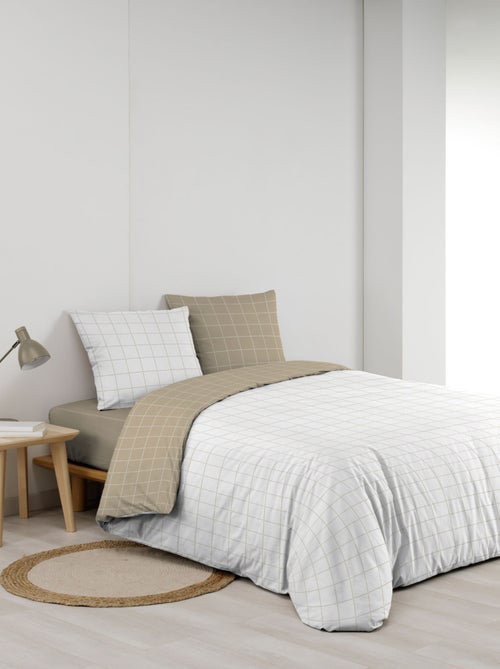 Juego de cama reversible de algodón con diseño de cuadros - Kiabi Juego de cama reversible de algodón con diseño de cuadros - Kiabi