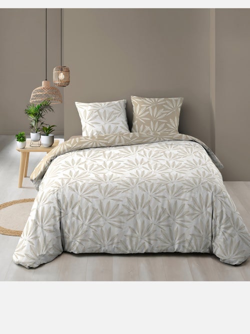 Juego de cama reversible de algodón con diseño de hojas naturales - Kiabi