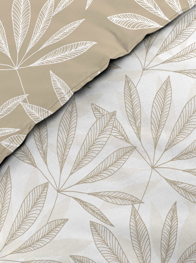 Juego de cama reversible de algodón con diseño de hojas naturales Beige gris - Kiabi