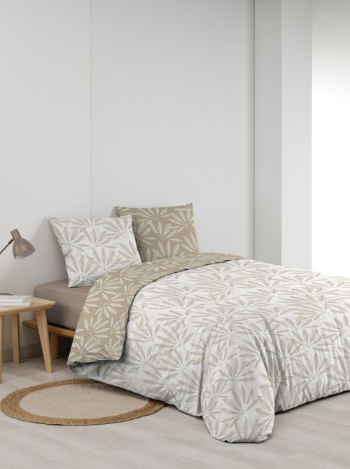 Juego de cama reversible de algodón con diseño de hojas naturales - Kiabi