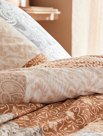 Juego de cama reversible de algodón con estampado patchwork