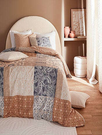 Juego de cama reversible de algodón con estampado patchwork