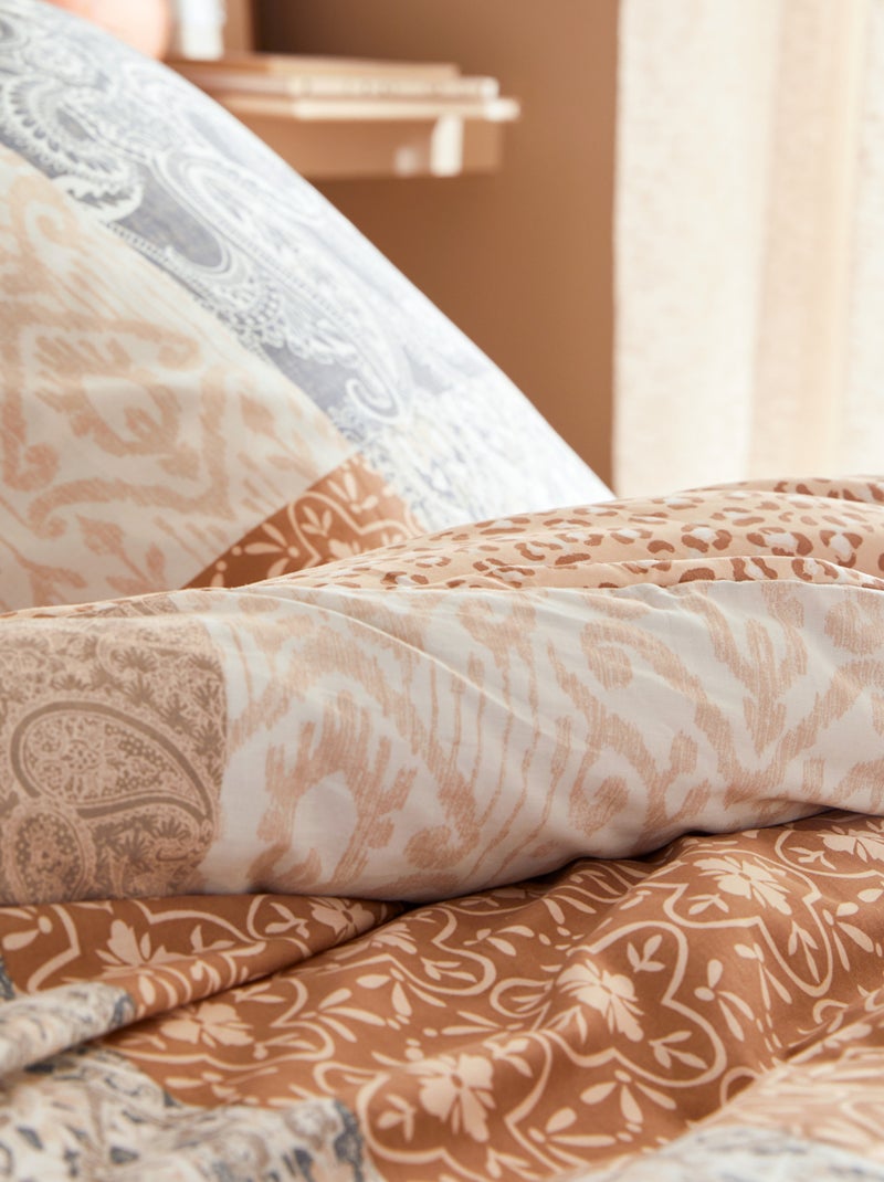 Juego de cama reversible de algodón con estampado patchwork Beige - Kiabi