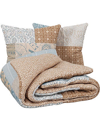 Juego de cama reversible de algodón con estampado patchwork