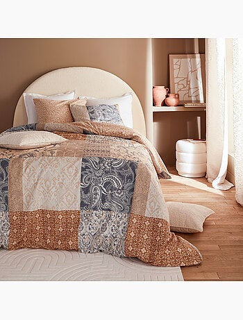 Juego de cama reversible de algodón con estampado patchwork
