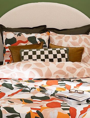 Juego de cama reversible de algodón con estampado vegetal