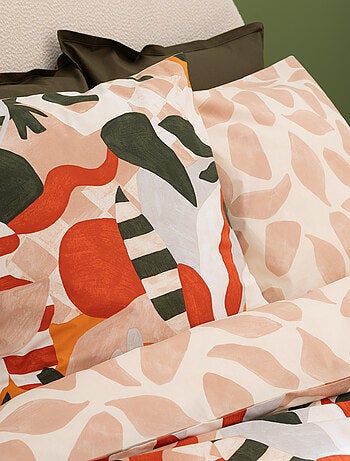 Juego de cama reversible de algodón con estampado vegetal