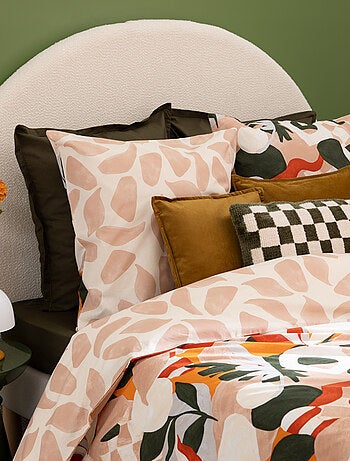 Juego de cama reversible de algodón con estampado vegetal