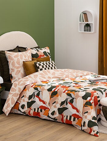 Juego de cama reversible de algodón con estampado vegetal
