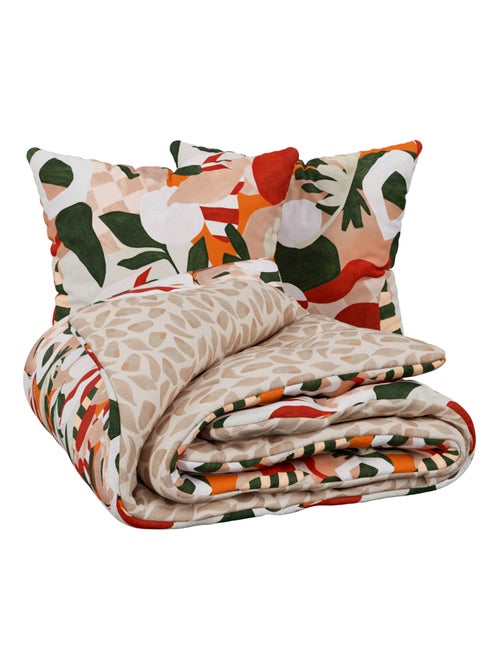 Juego de cama reversible de algodón con estampado vegetal - Kiabi