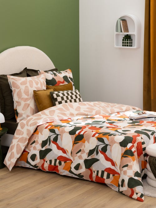 Juego de cama reversible de algodón con estampado vegetal - Kiabi