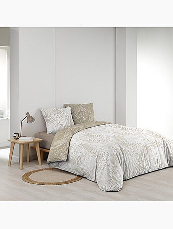 Juego de cama reversible de algodón con motivo de follaje