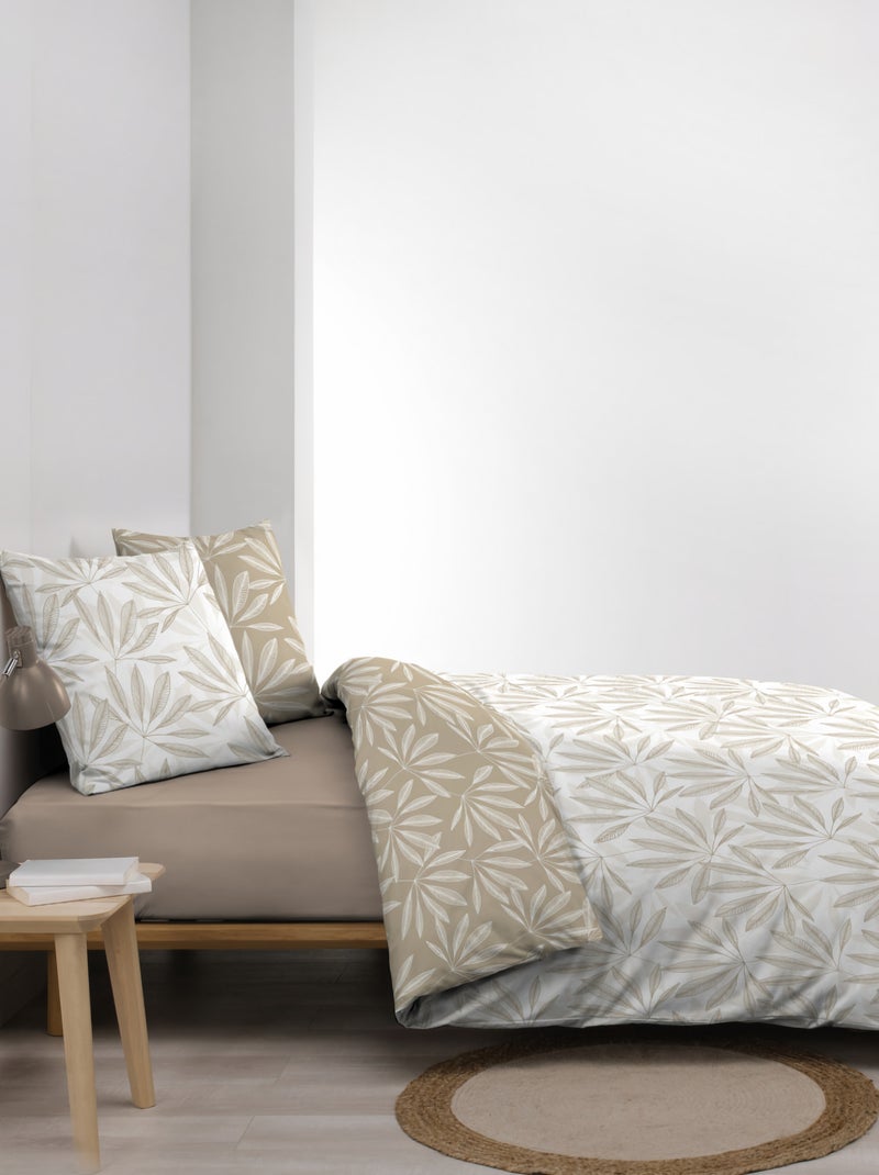 Juego de cama reversible de algodón con motivo de follaje natural Beige gris - Kiabi