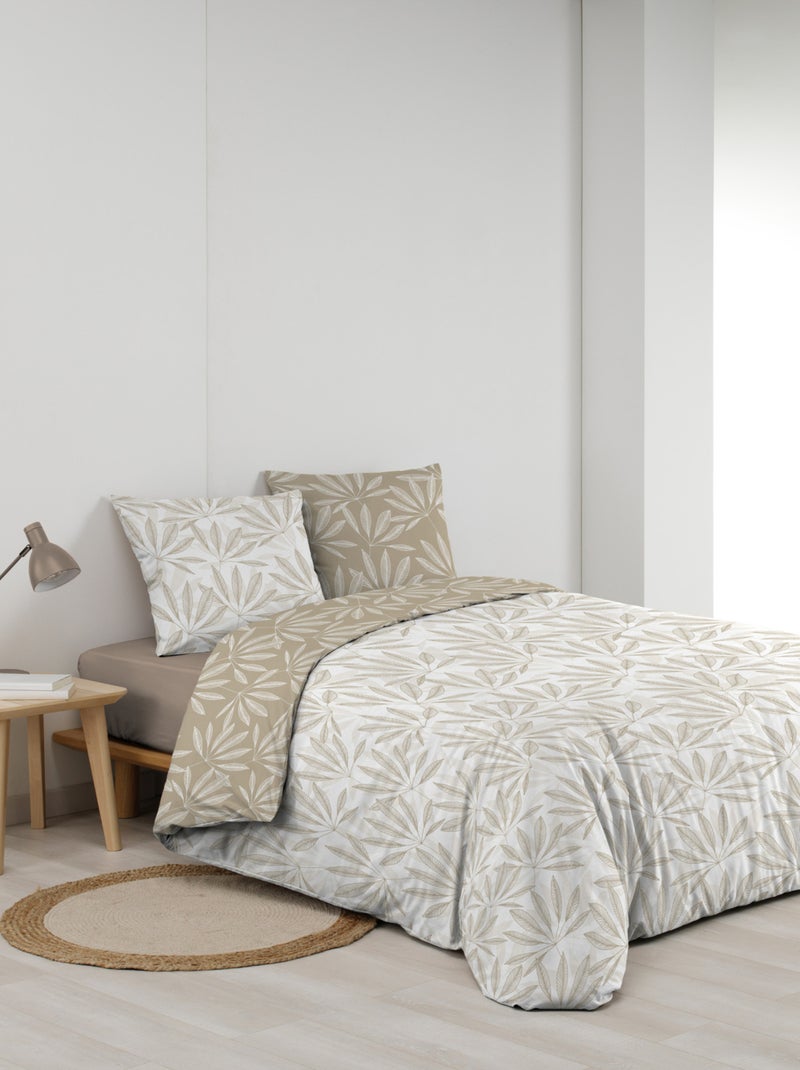 Juego de cama reversible de algodón con motivo de follaje natural Beige gris - Kiabi