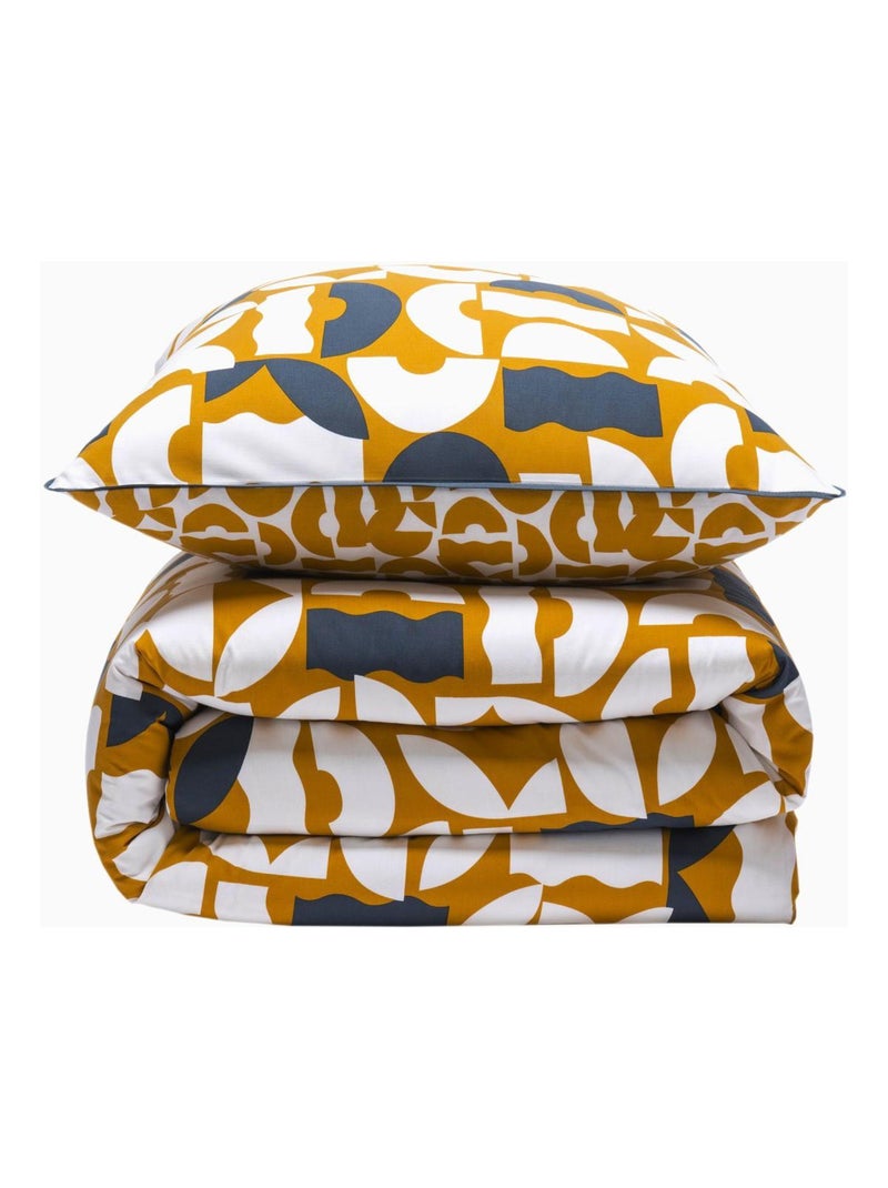 Juego de cama reversible geométrico para 2 personas Amarillo - Kiabi