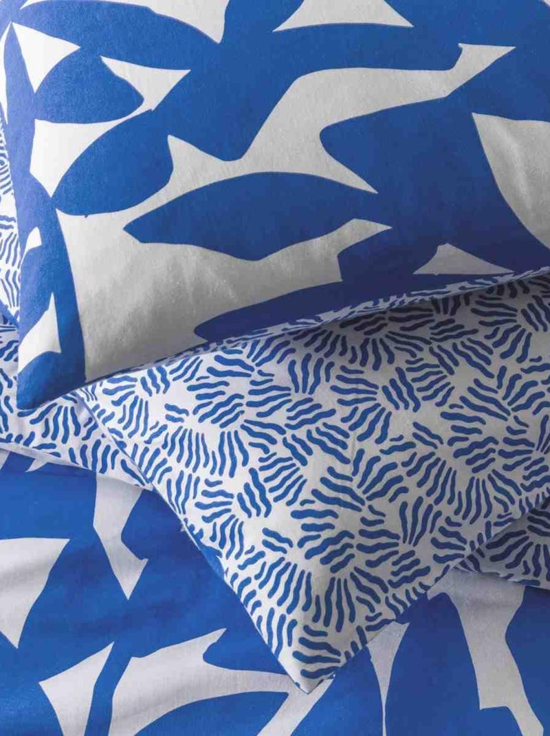 Juego de cama reversible geométrico para dos personas, de algodón Azul - Kiabi