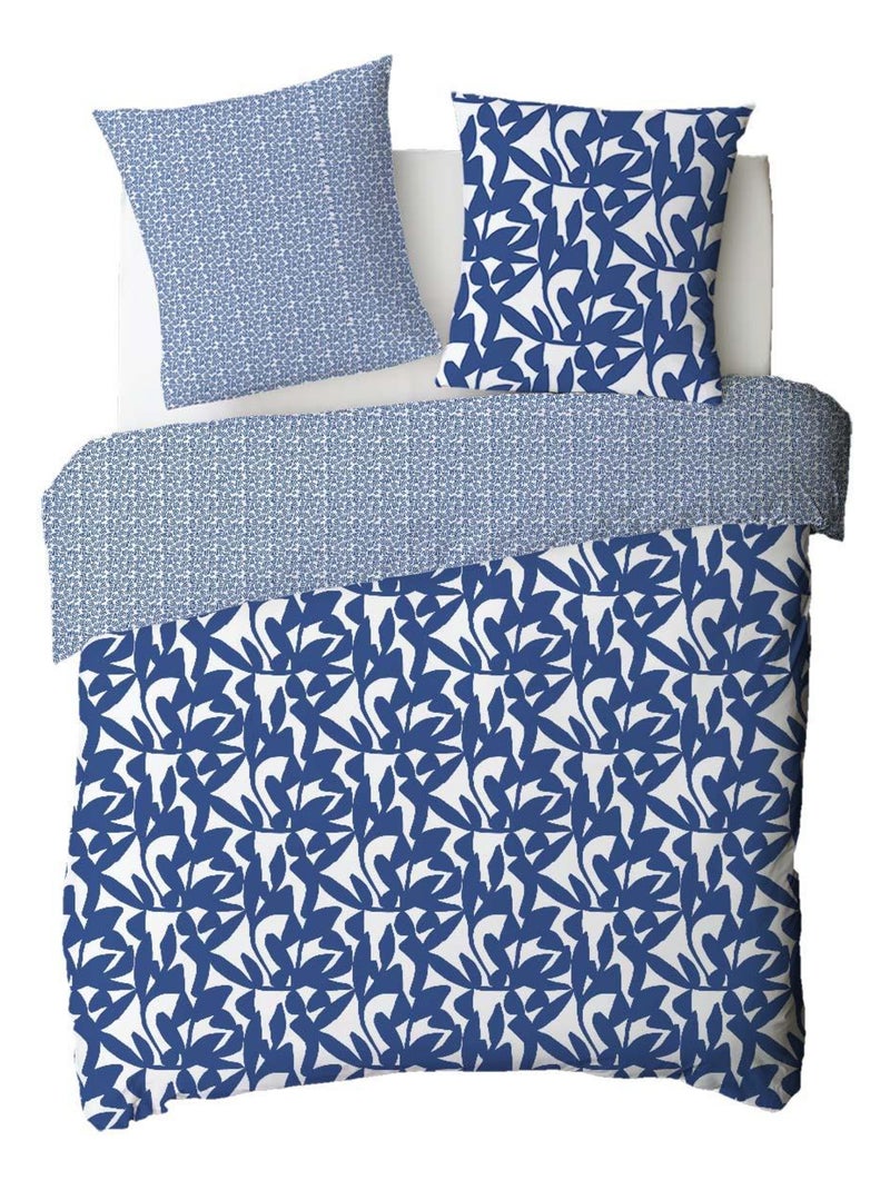 Juego de cama reversible geométrico para dos personas, de algodón Azul - Kiabi