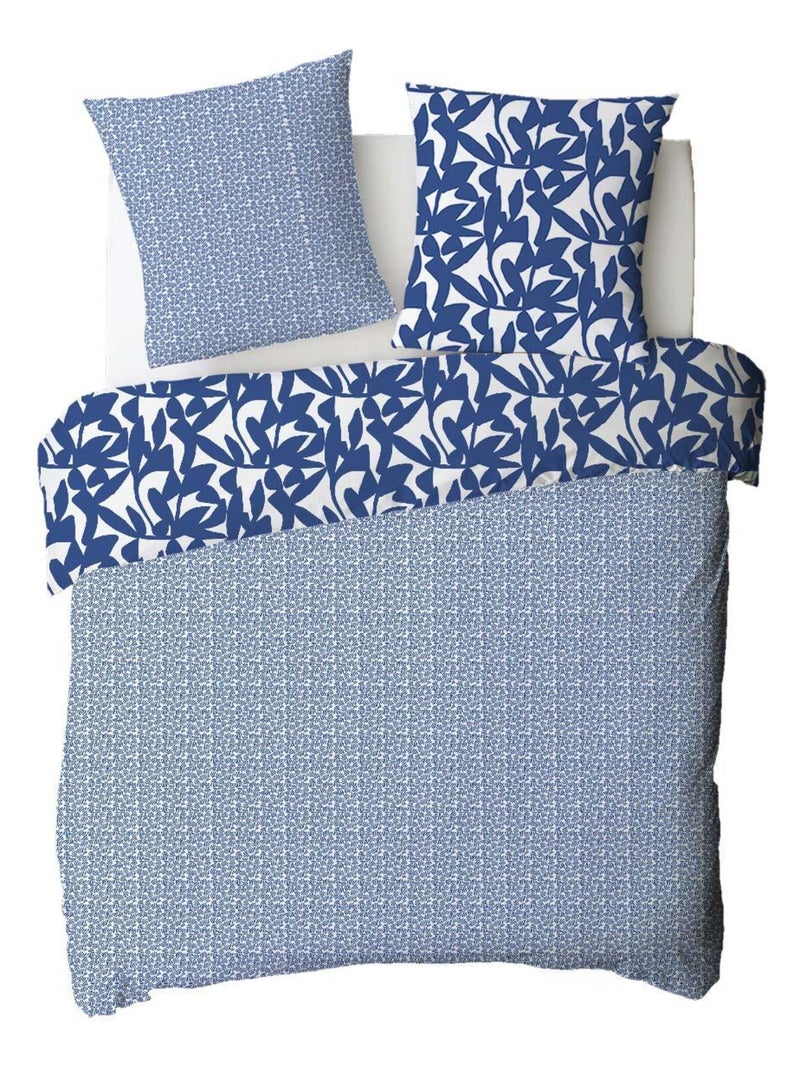 Juego de cama reversible geométrico para dos personas, de algodón Azul - Kiabi