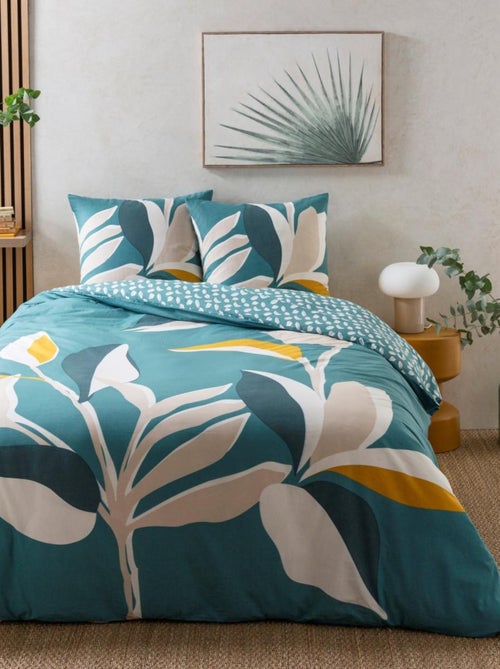 Juego de cama reversible ODALIE 100% algodón 240x260 tropical hojas Future Home - Kiabi Juego de cama reversible ODALIE 100% algodón 240x260 tropical hojas Future Home - Kiabi