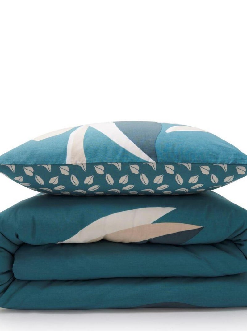 Juego de cama reversible ODALIE 100% algodón 240x260 tropical hojas Future Home Verde - Kiabi