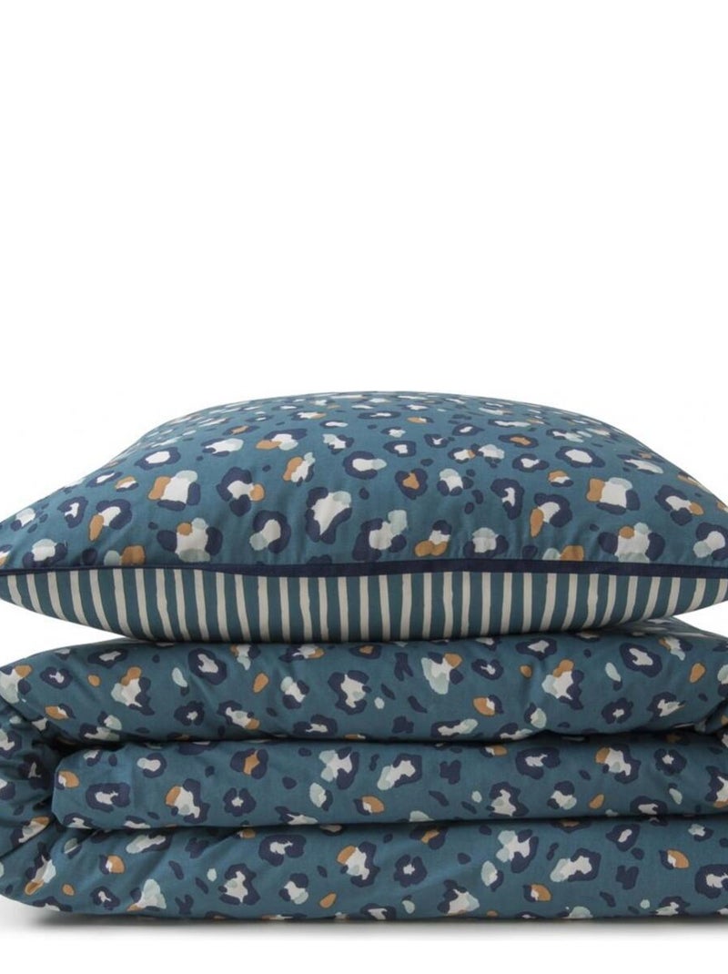 Juego de cama reversible para dos personas con estampado de leopardo Azul - Kiabi