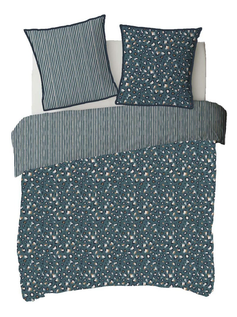 Juego de cama reversible para dos personas con estampado de leopardo Azul - Kiabi