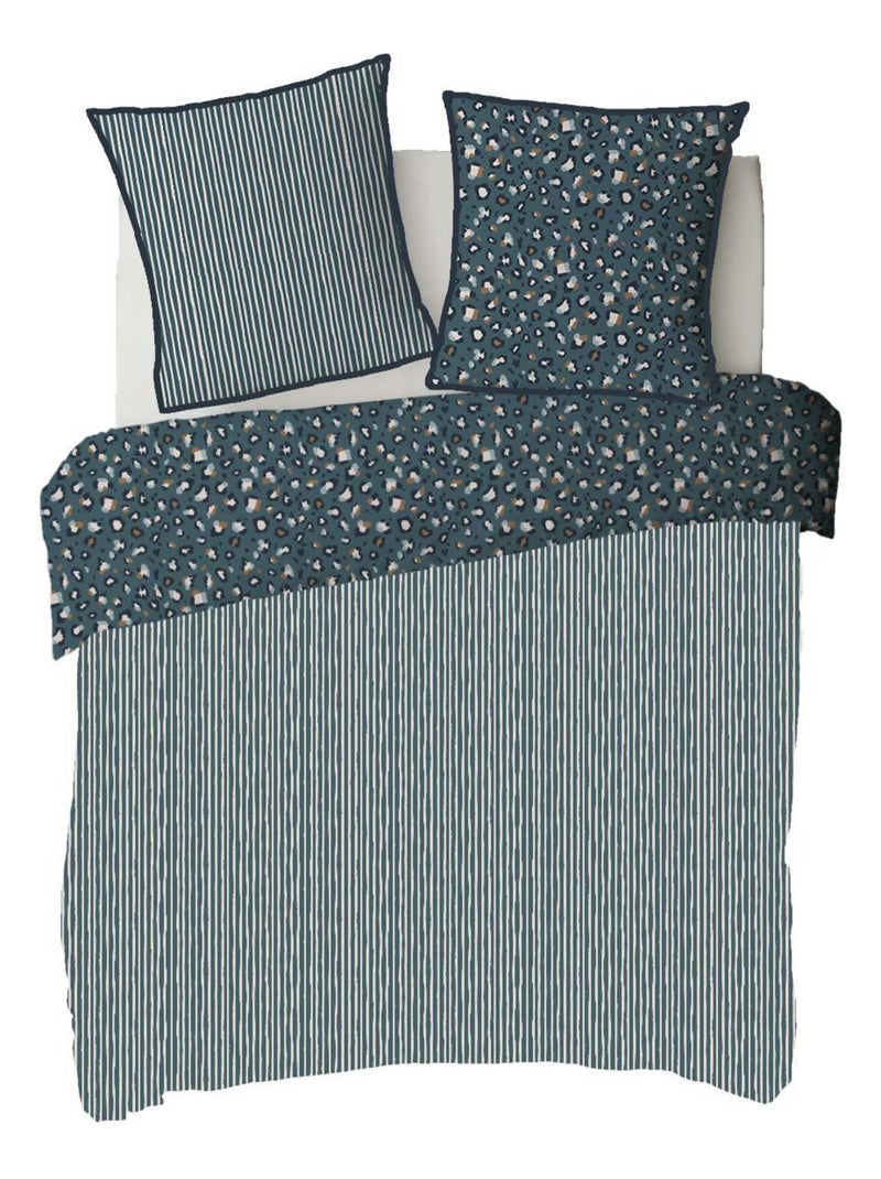 Juego de cama reversible para dos personas con estampado de leopardo Azul - Kiabi