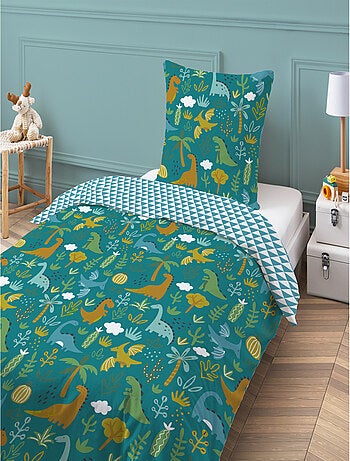 Juego de cama reversible para niños con estampado de dinosaurios