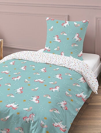 Juego de cama reversible para niños con estampado de unicornio