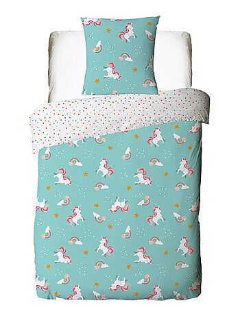 Juego de cama reversible para niños con estampado de unicornio