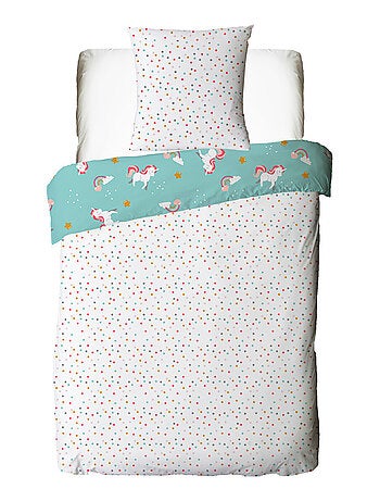 Juego de cama reversible para niños con estampado de unicornio