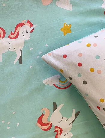 Juego de cama reversible para niños con estampado de unicornio