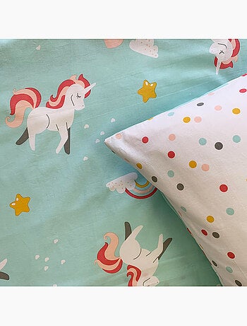 Juego de cama reversible para niños con estampado de unicornio