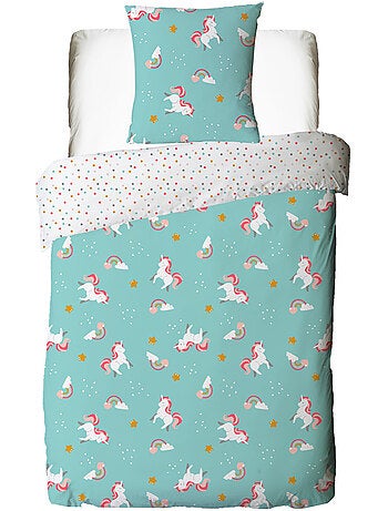 Juego de cama reversible para niños con estampado de unicornio