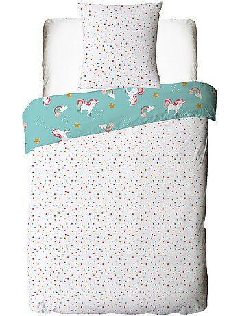 Juego de cama reversible para niños con estampado de unicornio