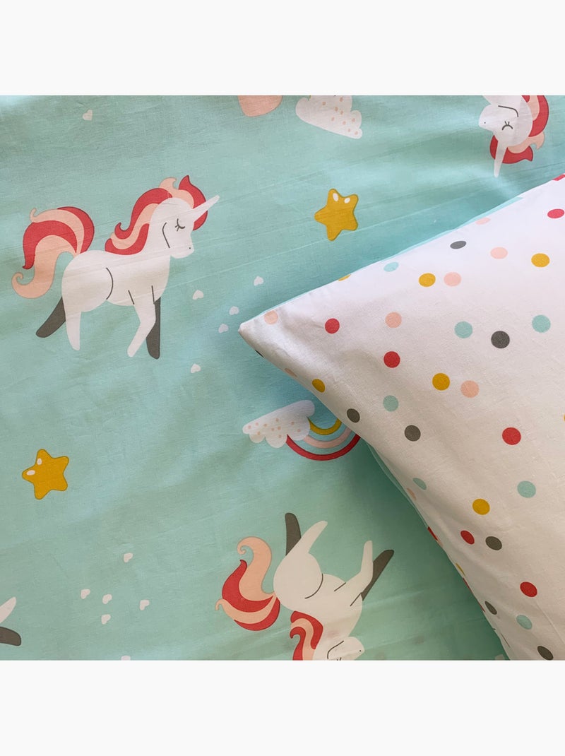 Juego de cama reversible para niños con estampado de unicornio Azul - Kiabi